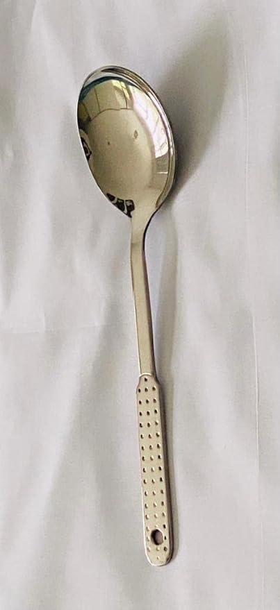 KKS Stainless Steel Heat Resistant Kitchen Cooking and Serving Spoon, Solid 10 inches, Sliver