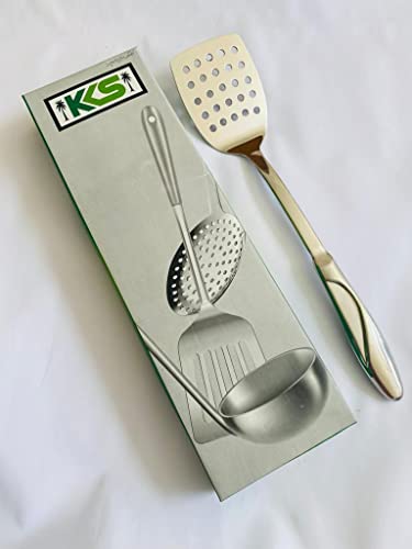 KKS Stainless Steel Heat Resistant Kitchen Cooking and Serving Spoon, Solid 14 inches, Silver