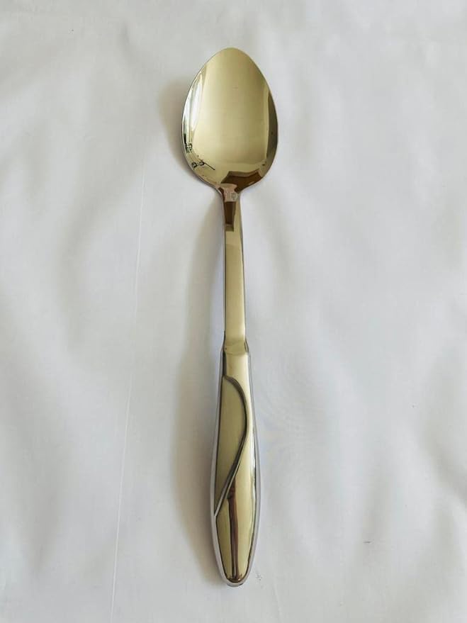KKS Stainless Steel Heat Resistant Kitchen Cooking and Serving Spoon, Solid 14 inches, Silver