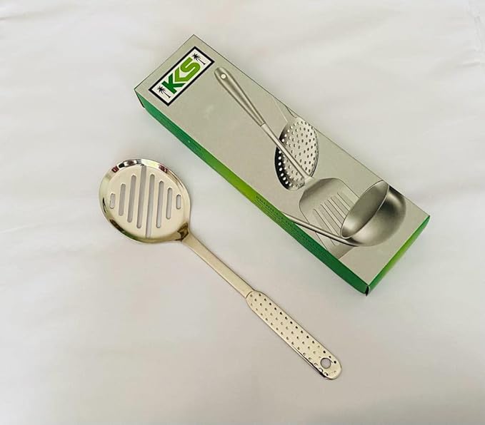 KKS Stainless Steel Heat Resistant Kitchen Cooking and Serving Spoon, Solid 10 inches, Sliver