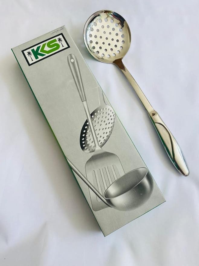 KKS Stainless Steel Heat Resistant Kitchen Cooking and Serving Spoon, Solid 14 inches, Silver
