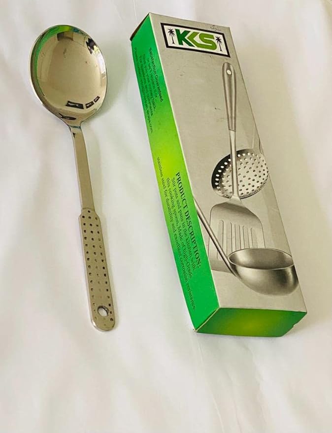 KKS Stainless Steel Heat Resistant Kitchen Cooking and Serving Spoon, Solid 10 inches, Sliver