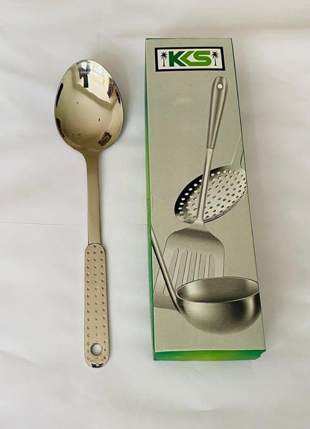 KKS Stainless Steel Heat Resistant Kitchen Cooking and Serving Spoon, Solid 10 inches, Sliver