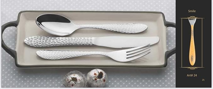 KKS Stainless Steel 24 Piece Cutlery Set for 6 People, Mirror-Polished, Dishwasher-Safe Cutlery Set Includes a Dinner Knife, Fork, Spoon, and Teaspoon.