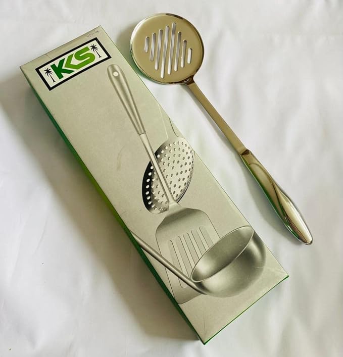 KKS Stainless Steel Heat Resistant Kitchen Cooking and Serving Spoon, Solid 16 inches, Sliver
