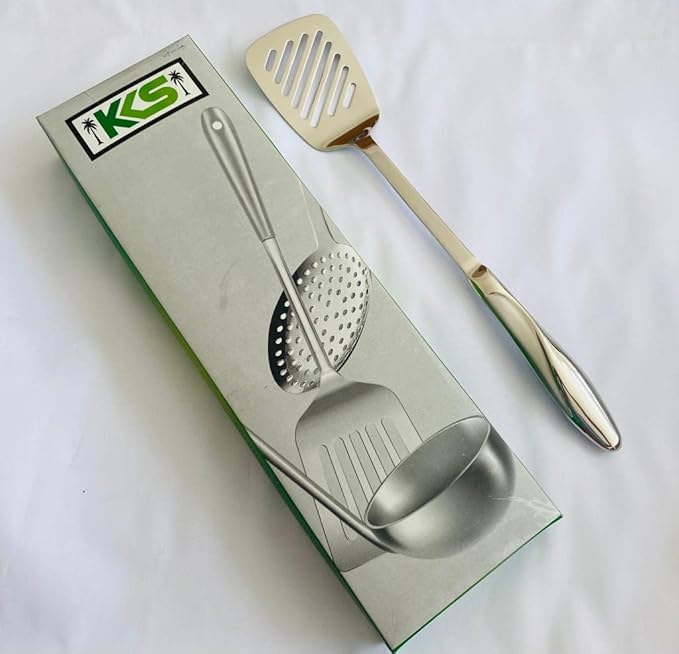 KKS Stainless Steel Heat Resistant Kitchen Cooking and Serving Spoon, Solid 16 inches, Sliver