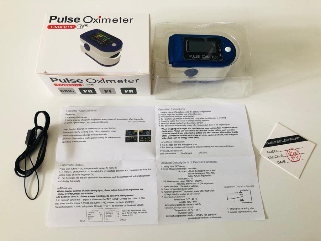 Pulse Oximeter Oxymeter Latest Model Digital Fully Automatic TFT Display Fingertip Pulse Oximetry Blood Oxygen Saturation Monitor