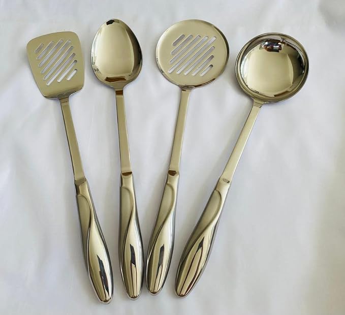 KKS Stainless Steel Heat Resistant Kitchen Cooking and Serving Spoon, Solid 16 inches, Sliver