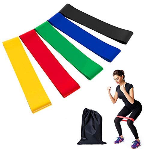 Heavy Duty Resistance Band Exercise Straps Set of 5 - Home Gym Yoga Fitness Accessories, Heavy Duty Elastic Loops Pilates Straps