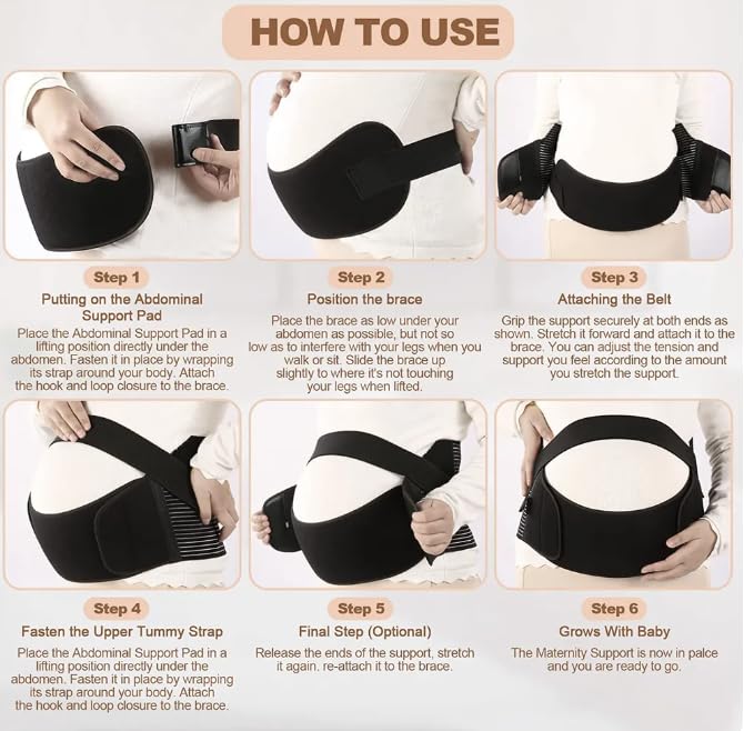 Jamila Maternity Belt Pregnancy Support Belt Lumbar Back Support Waist Band Belly Bump Brace, Relieve Back, Pelvic, Hip Pain Labour and Recovery (Skin)