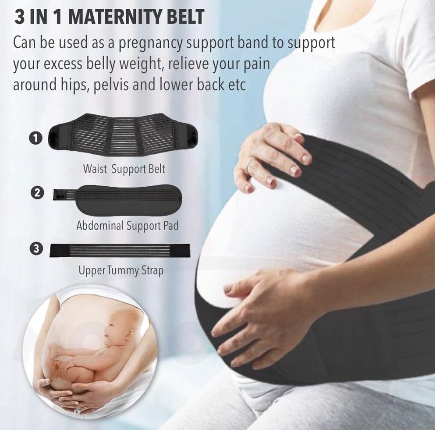 Jamila Maternity Belt Pregnancy Support Belt Lumbar Back Support Waist Band Belly Bump Brace, Relieve Back, Pelvic, Hip Pain Labour and Recovery (Pink)